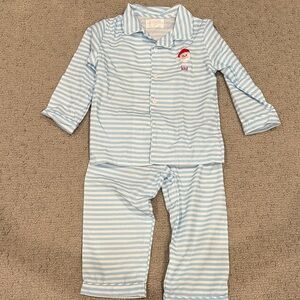 Cecil and Lou monogrammed Christmas button”Levi” Santa button down pajama set